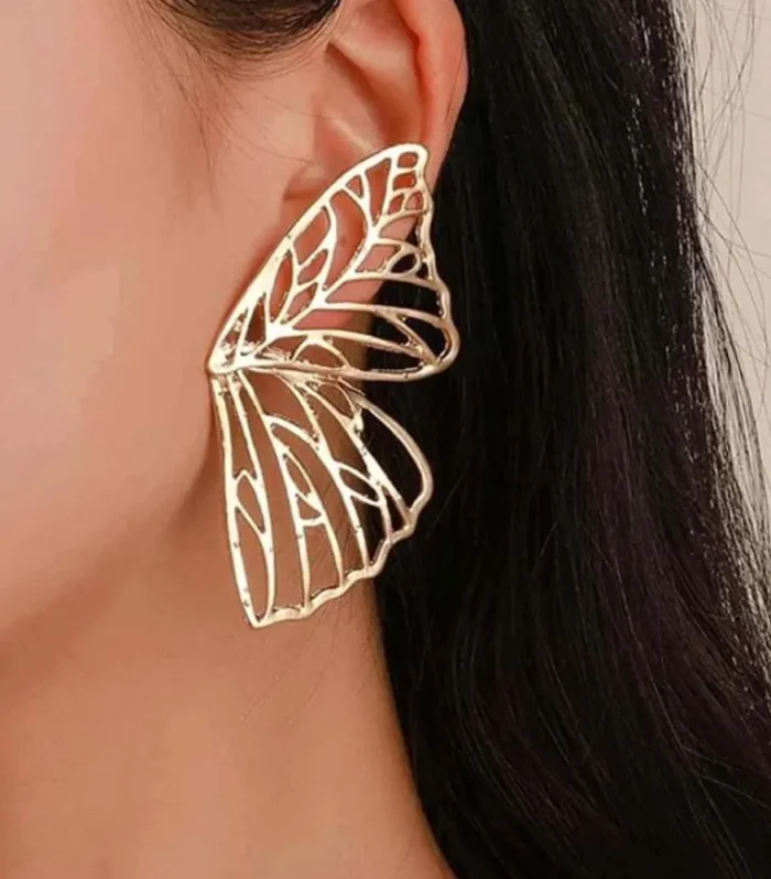 Gold Butterfly Ear Tops Pair