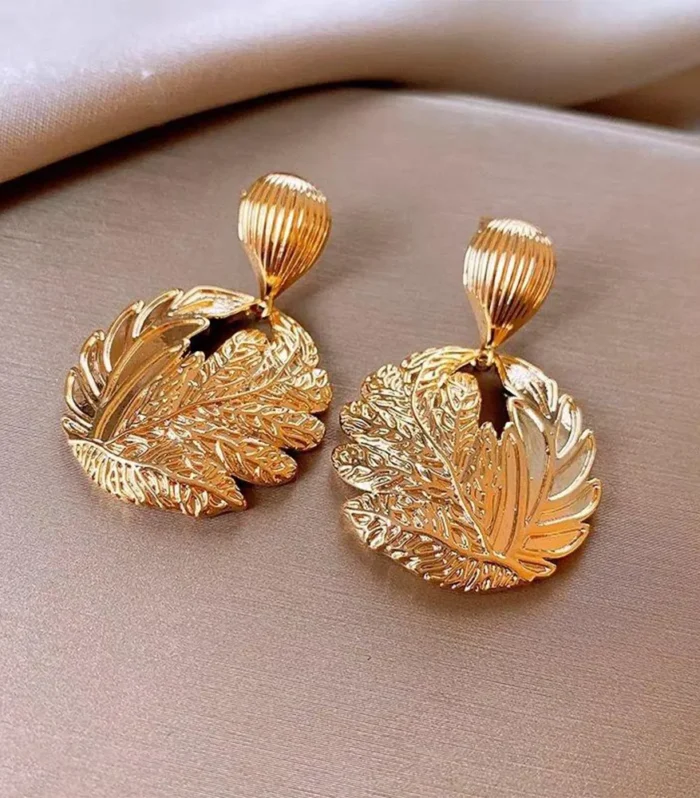 Round Leaf Drop Earrings